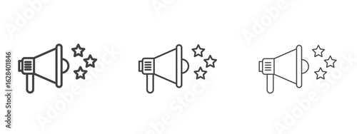 Promotion icon in linear, outline icon isolated on white background