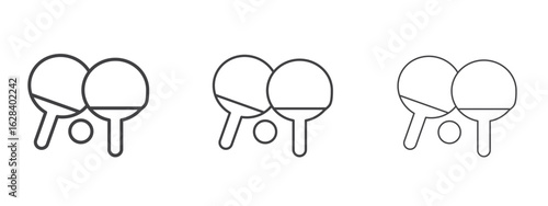 Ping pong icon in linear, outline icon isolated on white background