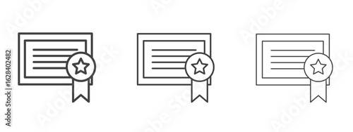 Patented icon in linear, outline icon isolated on white background