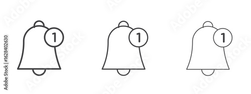 Notification icon in linear, outline icon isolated on white background