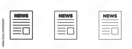 Newspaper icon in linear, outline icon isolated on white background