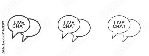 Live chat icon in linear, outline icon isolated on white background