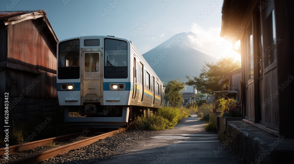 Obraz premium Sunny summer day at countryside train station