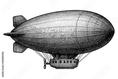 Vintage airship drawing captures classic aviation charm