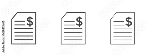 Invoice icon in linear, outline icon isolated on white background