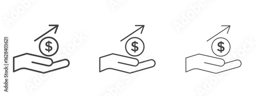 Investment icon in linear, outline icon isolated on white background