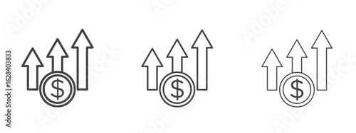 Income icon in linear, outline icon isolated on white background