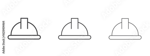 Hard hat icon in linear, outline icon isolated on white background