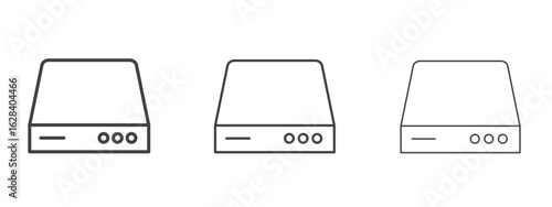 Hard drive icon in linear, outline icon isolated on white background