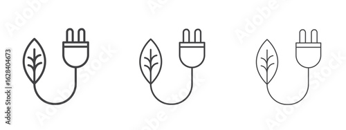 Green energy icon in linear, outline icon isolated on white background