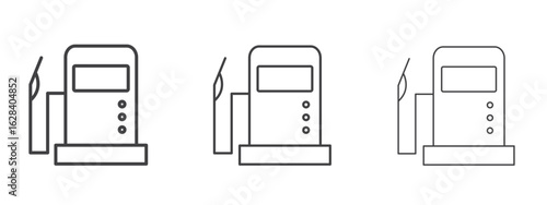 Gas station icon in linear, outline icon isolated on white background
