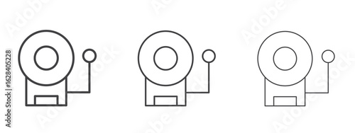 Fire alarm icon in linear, outline icon isolated on white background