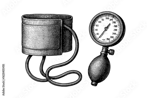 Vintage blood pressure monitor with intricate engraved design