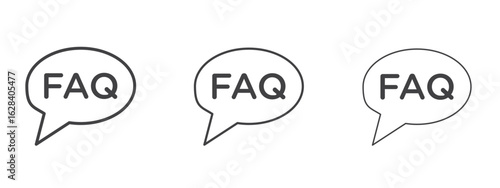FAQ icon in linear, outline icon isolated on white background