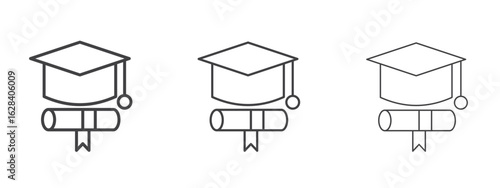 Degree icon in linear, outline icon isolated on white background