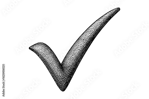 Hand drawn check mark in vintage style for authentic design projects