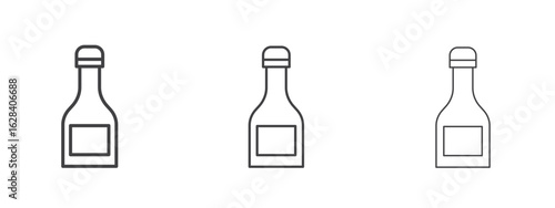 Champagne bottle icon in linear, outline icon isolated on white background