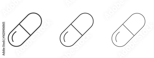 Capsule icon in linear, outline icon isolated on white background