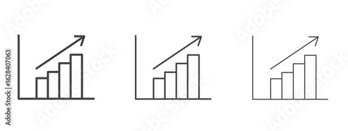 Business growth icon in linear, outline icon isolated on white background