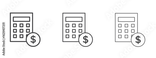Budget icon in linear, outline icon isolated on white background