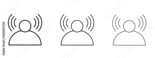 Brand awareness icon in linear, outline icon isolated on white background