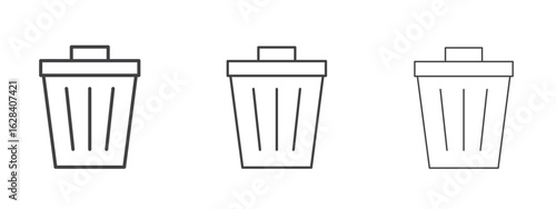 Bin icon in linear, outline icon isolated on white background