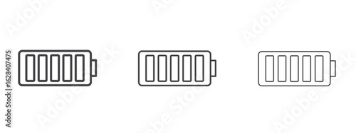 Battery icon in linear, outline icon isolated on white background