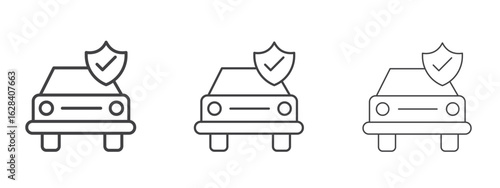 Auto insurance icon in linear, outline icon isolated on white background