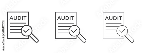 Audit report icon in linear, outline icon isolated on white background