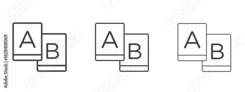 A B test icon in linear, outline icon isolated on white background