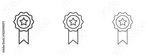 Accreditation icon in linear, outline icon isolated on white background