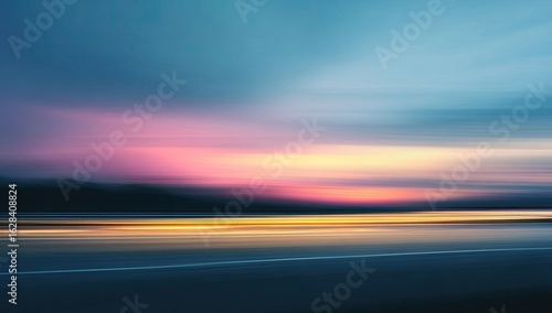 Blurry sunset vista, motion-blurred
