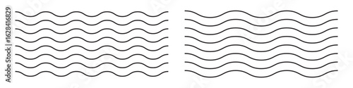 Vector water waves. Set of wavy zigzag lines.