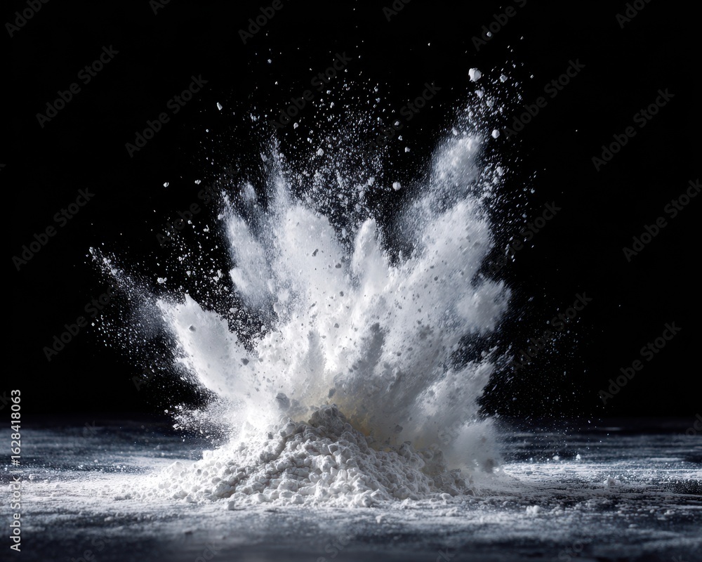 Dramatic Eruptions of White Baby Talcum Powder Against Dark Backdrop Dramatic Eruptions of White Baby Talcum Powder Against Dark Backdrop