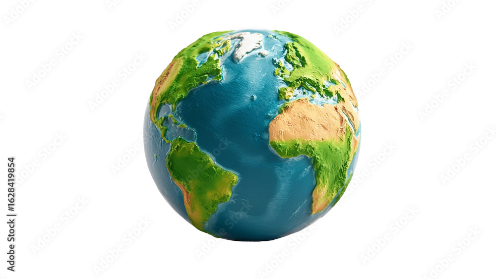Fototapeta premium Clay globe earth 3d model realistic transparent background