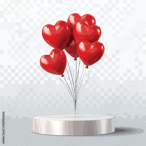 Valentine Podium with Heart Balloons