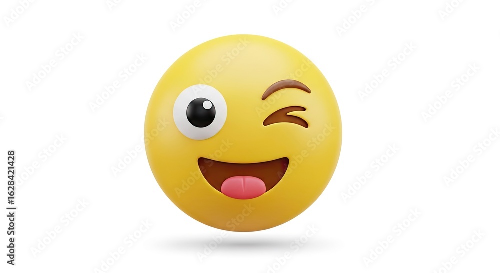 Fototapeta premium Winking Face Emoji 3D: Playful, Sarcastic, Flirtatious, Mischievous Messaging