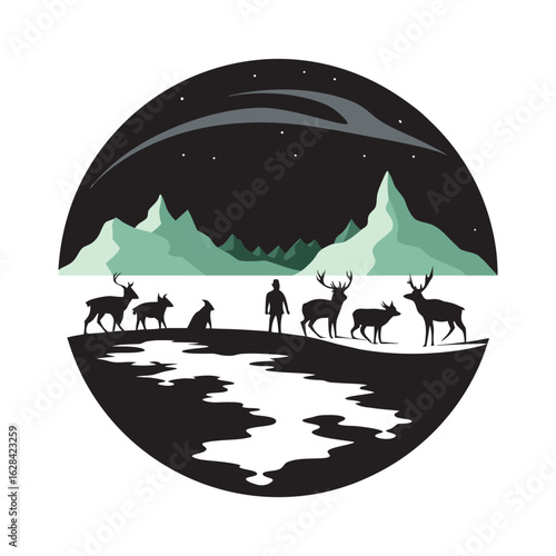 Sami Reindeer Aurora Romance Silhouette