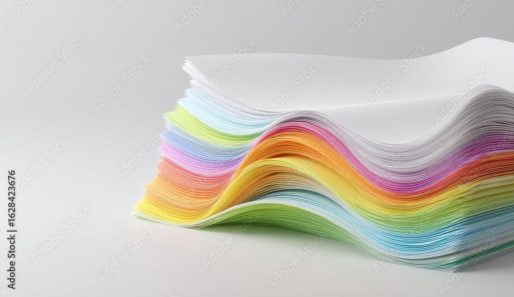 Fototapeta premium Colorful stacked papers, wavy layers