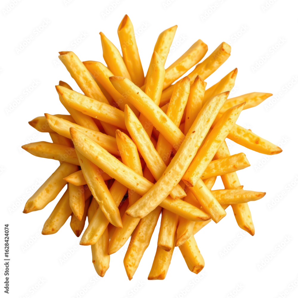 A Handful of Crispy French Fries Fast Food Restaurant Food Photography Bright Kitchen Top-Down View Delicious Treat