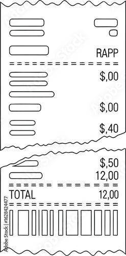 Close up of a generic receipt showing a list of items purchased and the total amount due after the transaction