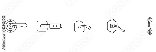 door handle, lock set icon vector line art collection