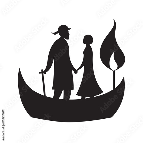 Viking Funeral Pyre Love Silhouette