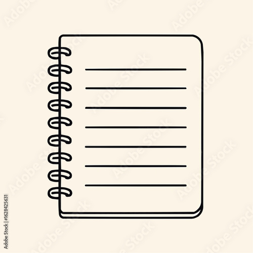Blank spiral notebook with lined pages on neutral background  