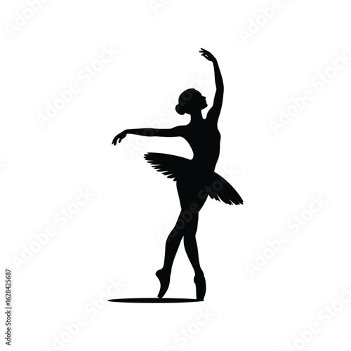 Silhouette of a graceful ballerina performing a classical ballet pose