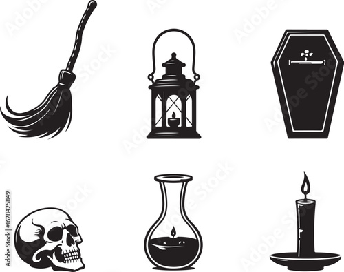 Spooky Halloween icons for festive celebrations and party invites