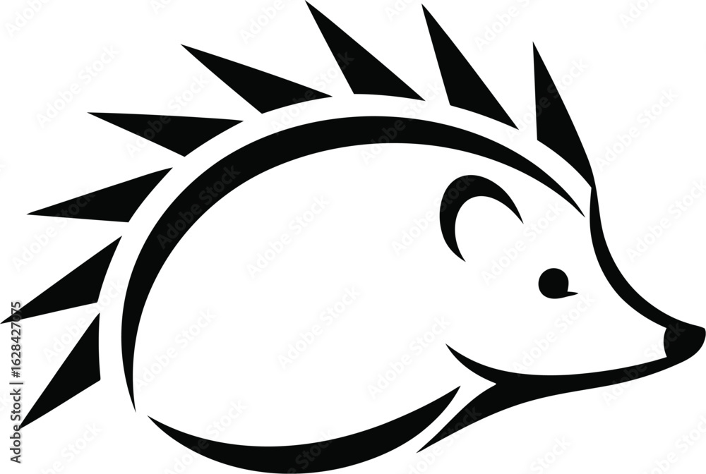 Fototapeta premium Minimalist Hedgehog Illustration on a Plain White Background