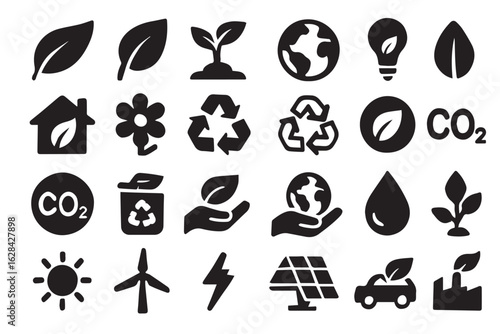 Ecology and sustainability icons collection