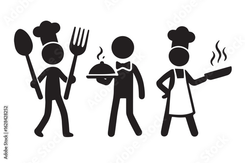 Culinary Team Icons Chef and Waiter Staff