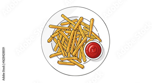 crispy french fries and ketchup perfect fast food illustration